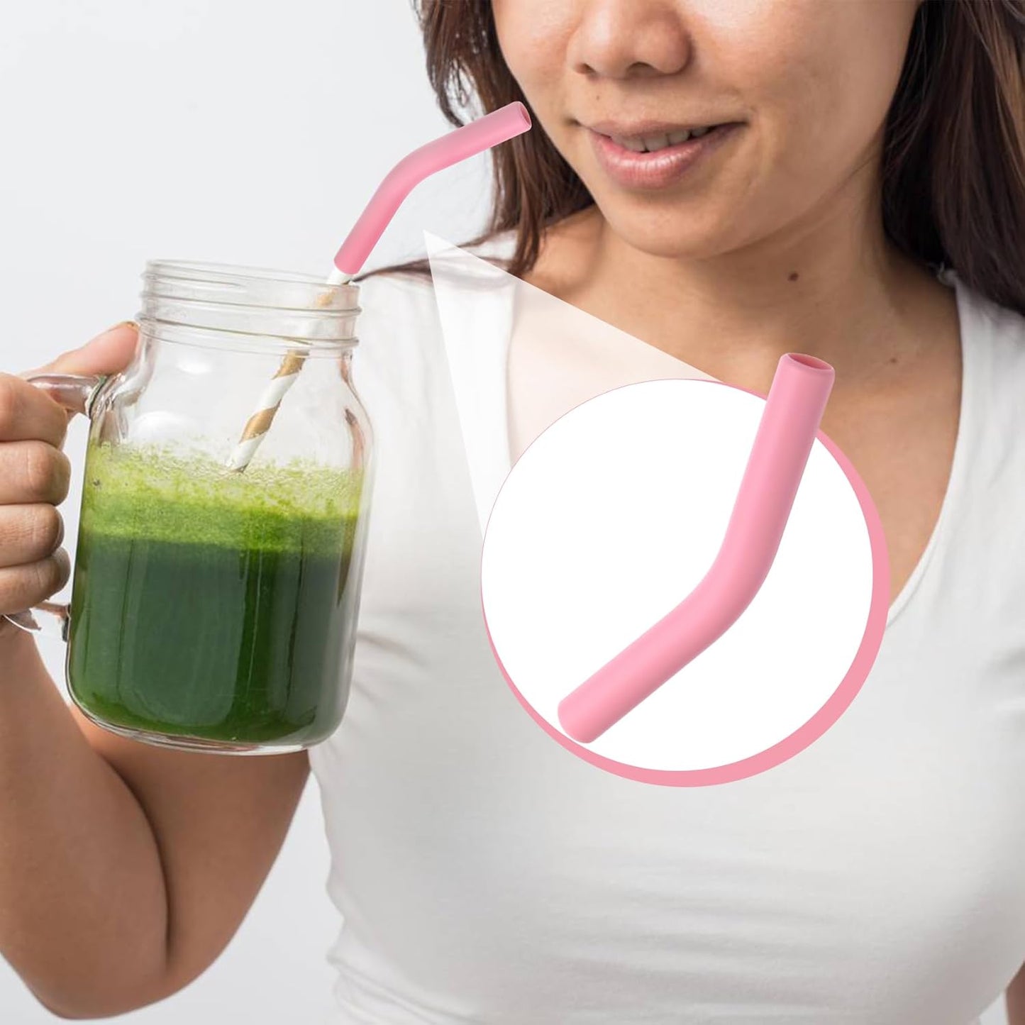 6pcs Food-Grade Silicone Straw Tips, Reusable Metal Straw Elbows Tips, Temperature Resistant Rubber Straw Covers Replacement Tip for 5/16" Stainless Steel Straws - 6 Colors