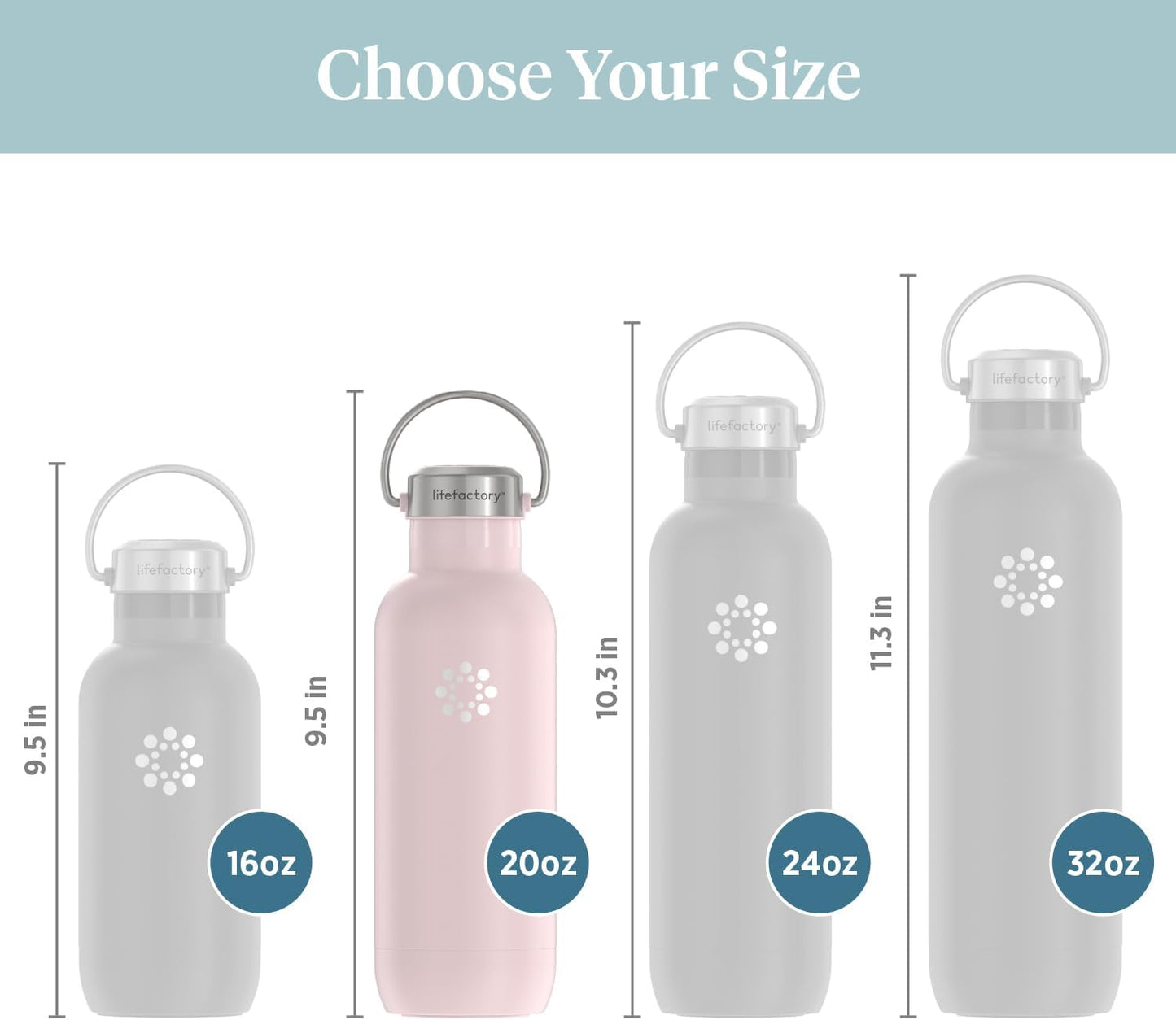 Lifefactory 20-Ounce Stainless Steel Vacuum-Insulated Sport Bottle, Desert Rose