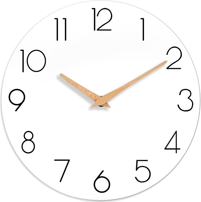 cicininc Wall Clock, 14 Inch Wooden Silent Non-Ticking, Decorative Battery by CICININCOfficial