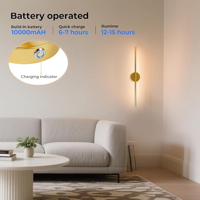 GvvooHome 1 Pack Battery Operated Wall Sconce Detachable 360°Rotate, Wireless - Image 4