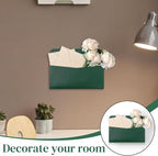 3 PCS Wall Mount PU Leather Mail Holder Green Faux Leather Letter Holder - Image 6