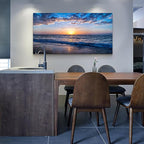 Wapluam Beach Wall Art Blue Sea Coastal Sunset Natural Scenery Picture Print On - Image 3