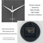 XFM Modern Wall Clock 12 Inch Silent Wall Clocks Battery Operated Grey Simple - Image 7