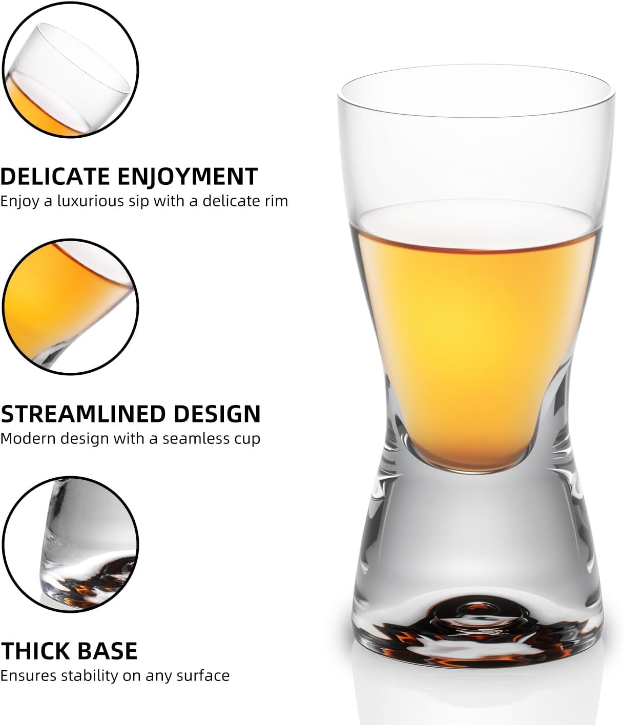 KAMMAK Shot Glasses Set of 2, 70ml/2.3oz Clear Espresso Shot Glass with Heavy Base for Bar Restaurants Home, Small Whiskey Shot Glass for Vodka, Whiskey, Tequila, Spirits & Liquors