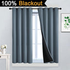 Yakamok 100% Blackout Lined Panels, Room Darkening Thermal Insulated Blackout - Image 2
