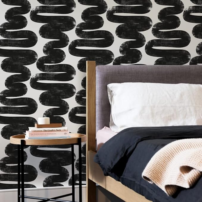 Tempaper x Bobby Berk White & Black Wiggle Room Removable Peel and Stick - Image 5