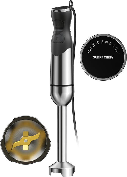 Immersion Blender Handheld Hand Blender, Speed Settings, Stainless Steel, Black