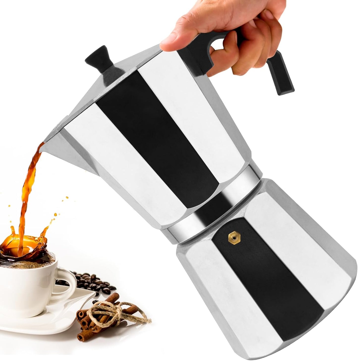 14 Cup Aluminum Moka Pot Classic Stovetop Espresso Coffee Maker 700ml 23oz Coffeemaker Percolator Mocha Pot Greca Coffee Maker Cafe Makers for Italian and Cuban Café Brewing Silver