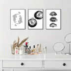 BOKPEN Trendy Black and White Leopard Canvas Wall Art, Funky Y2k Lucky 8 Ball - Image 6