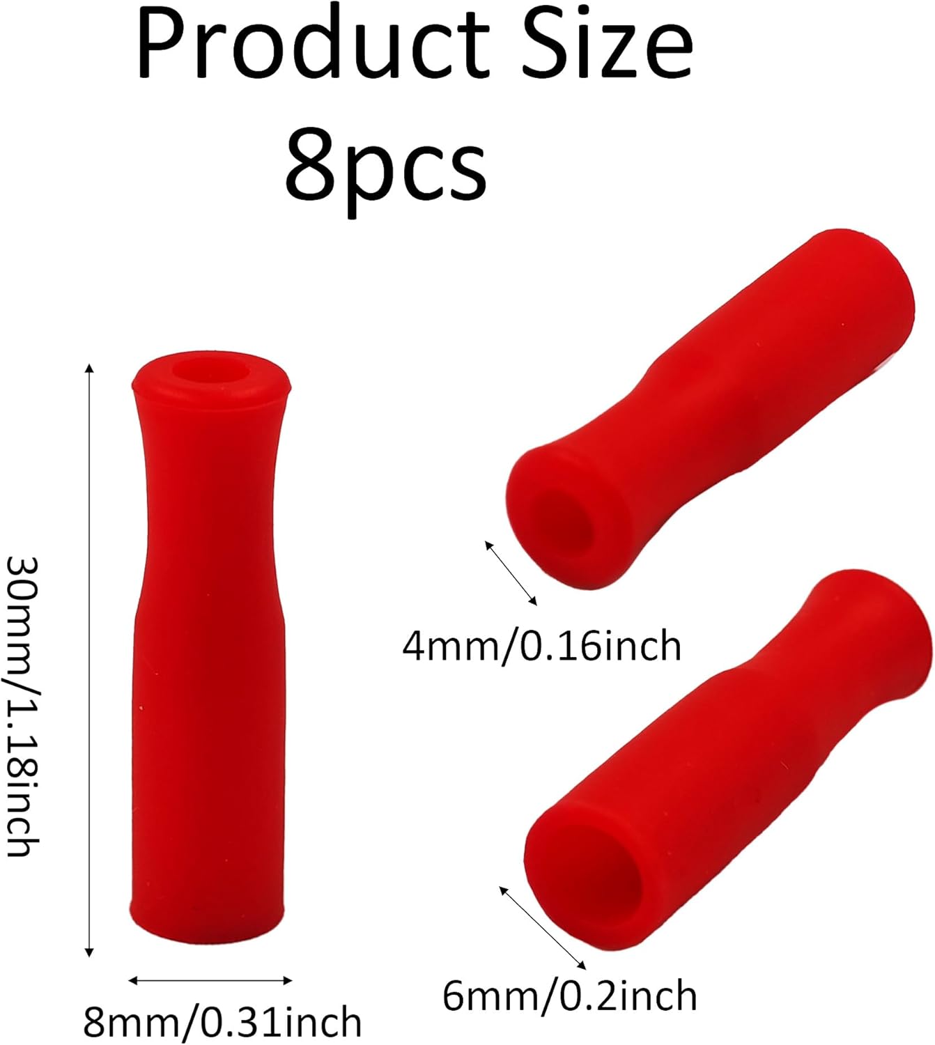 pson 8Pcs Silicone Straw Tips, Food Grade Reusable Anti-Scald/Cold Straw Covers Fit for 6mm Stainless Steel Straws(Red)