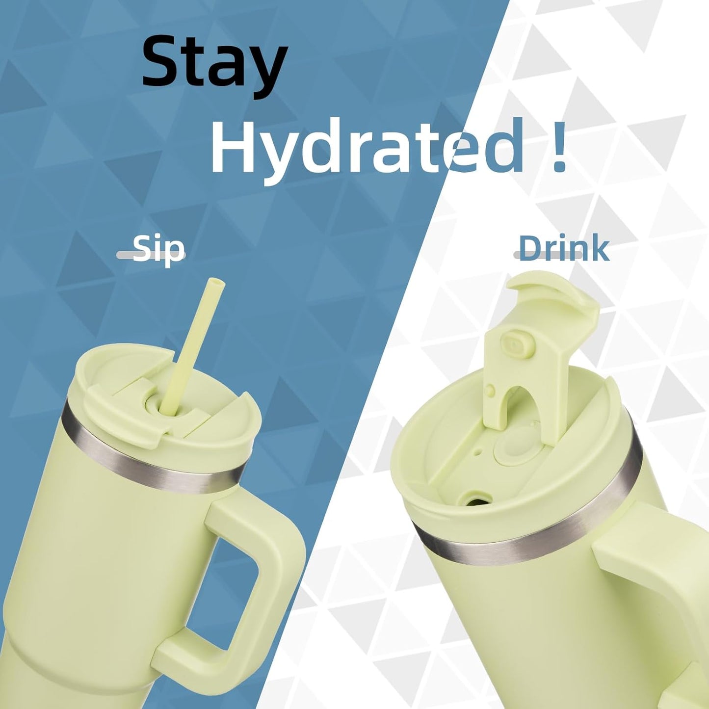 30 oz Tumbler with Handle and 2 Straws,2 in 1 Lid Insulated Water Bottle Stainless Steel Travel Coffee Mug,Macaron Green