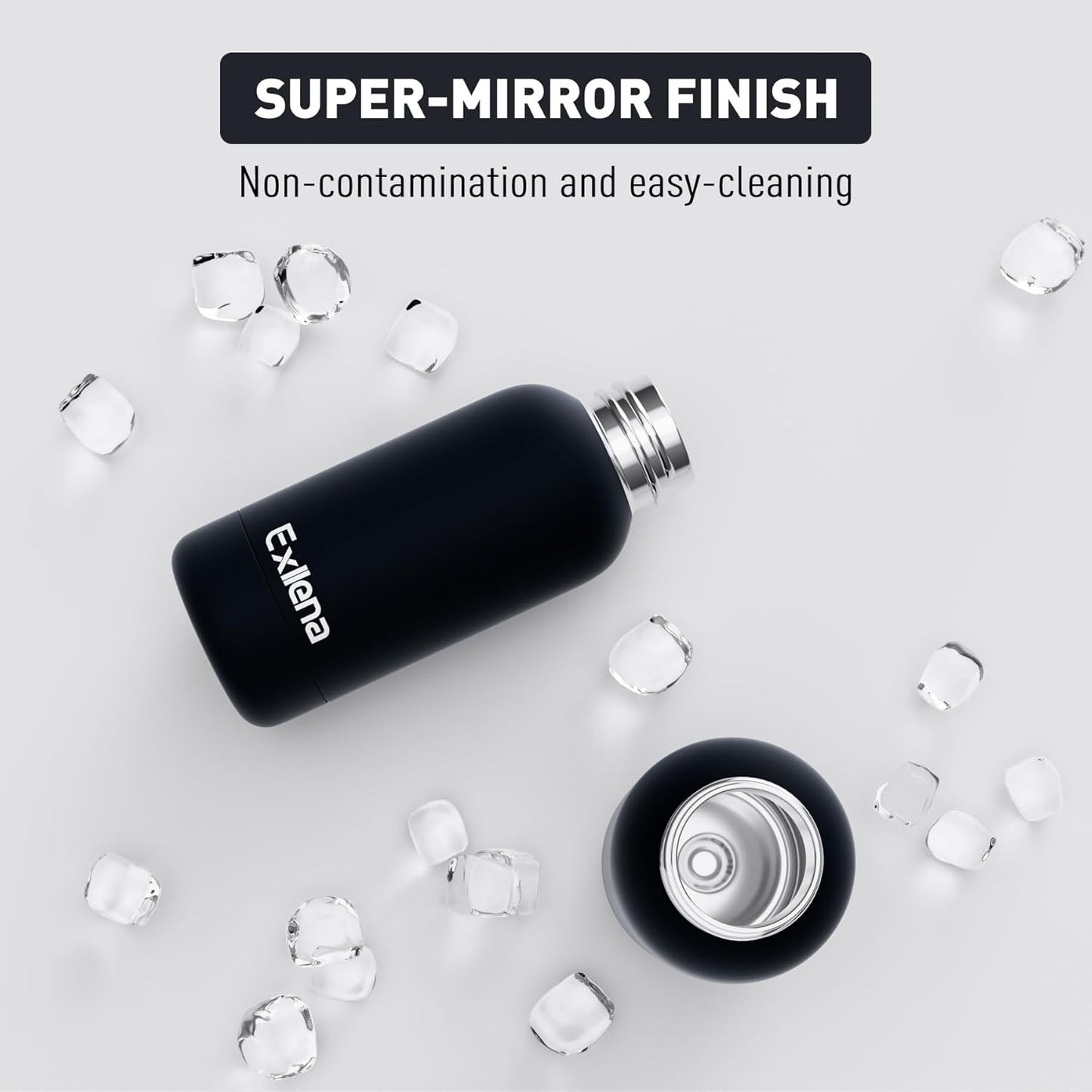 Small Water Bottle 12oz with Clip, Double Wall Stainless Steel Vacuum Small Insulated Water Bottle Keeps Drinks Cold 24 Hrs/Hot 12 Hrs for Kids Handbag School BPA Free (Black)