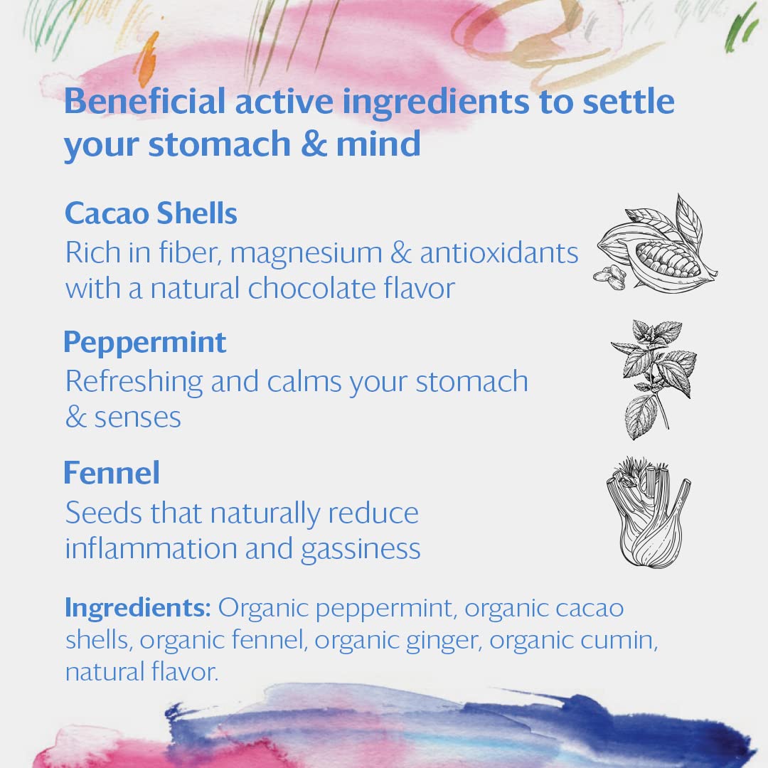 Grace Farms SETTLE Wellness Organic Tea Blend (50 Sachet Pouch) | Peppermint Cacao | Relaxing and Digestive Support | Fairtrade and Kosher | Filled With Antioxidants and Stress-Relieving Herbs | Gives Back 100% of Profits