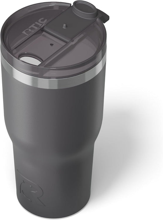 RTIC 30oz Essential Tumbler with Lid, Insulated, Stainless Steel, Metal, Double Wall Vacuum-Insulation, Ceramic Lined, Travel Cup for Iced Coffee, Tea, Hot and Cold Drink, Graphite