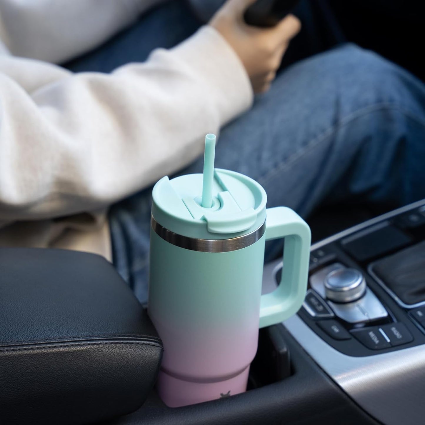 BJPKPK 30 oz Stainless Steel Tumbler With Handle Insulated Tumblers With 2 Straw Travel Coffee Mug With Lid,Bubble Gum