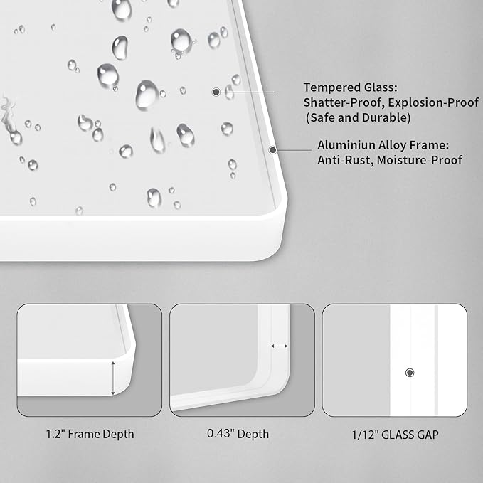 LOAAO 22x30 Inch White Metal Framed Bathroom Mirror - Image 5