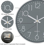Wall Clock, Silent Wall Clocks Battery Operated 10 Inch Modern Non Ticking - Image 6