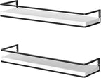 Meangood Floating Shelves Wall Mounted Set of 2, Rustic Wood Wall Storage - Image 8