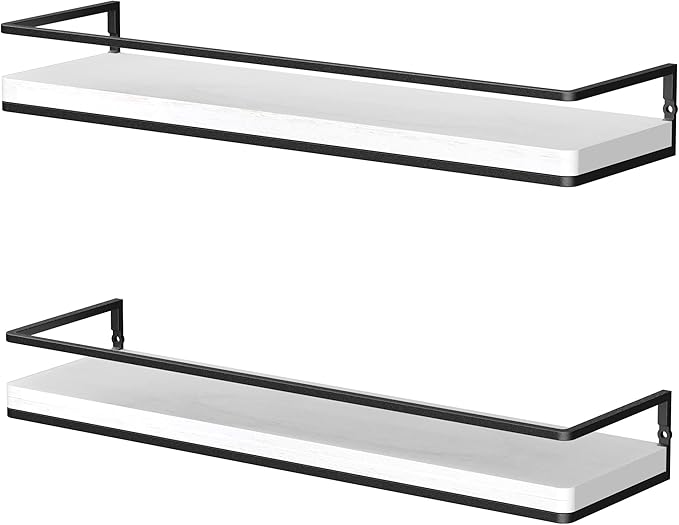 Meangood Floating Shelves Wall Mounted Set of 2, Rustic Wood Wall Storage - Image 8