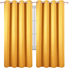 LEMOMO Blackout Curtains 66 x 72 Inch Long Yellow Curtains Set of 2 Panels Room - Image 2