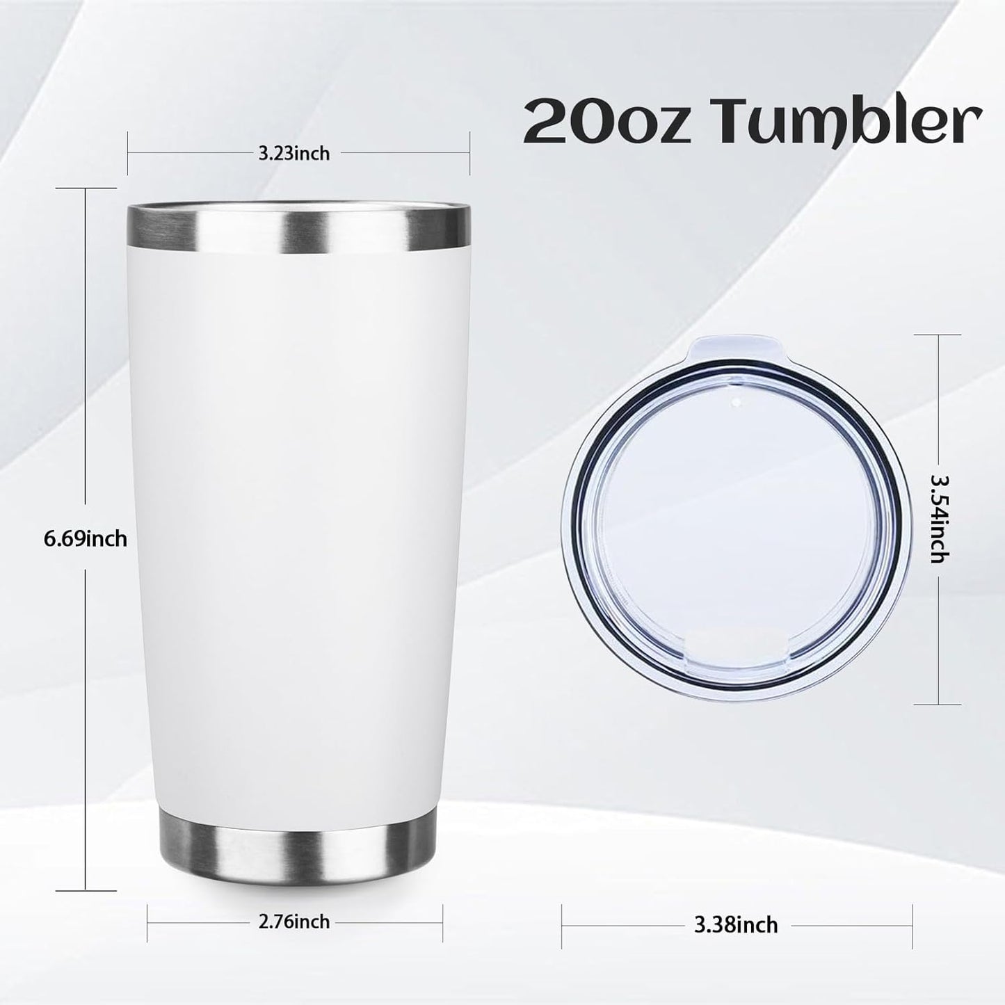 StarSpeed 20oz Tumbler Bulk with Lid, Stainless Steel Insulated Tumblers Double Wall Vacuum Insulated Travel Mug, Powder Coated Coffee Cups for Hot and Cold Drinks(White,8)