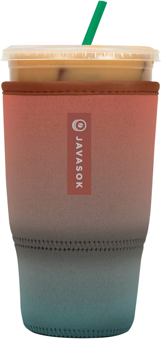 Sok It JavaSok Iced Coffee & Cold Soda Insulated Neoprene Cup Sleeve (Desert Ombre, Large: 30-32oz)
