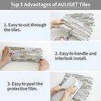 AULIGET 20 Sheets Peel and Stick Backsplash, Coffee & Brown Wood Look PVC Mixed - Image 7