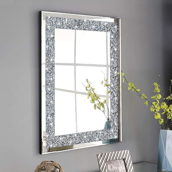 QMDECOR Crystal Crush Diamond Rectangle Silver Mirror - Image 3