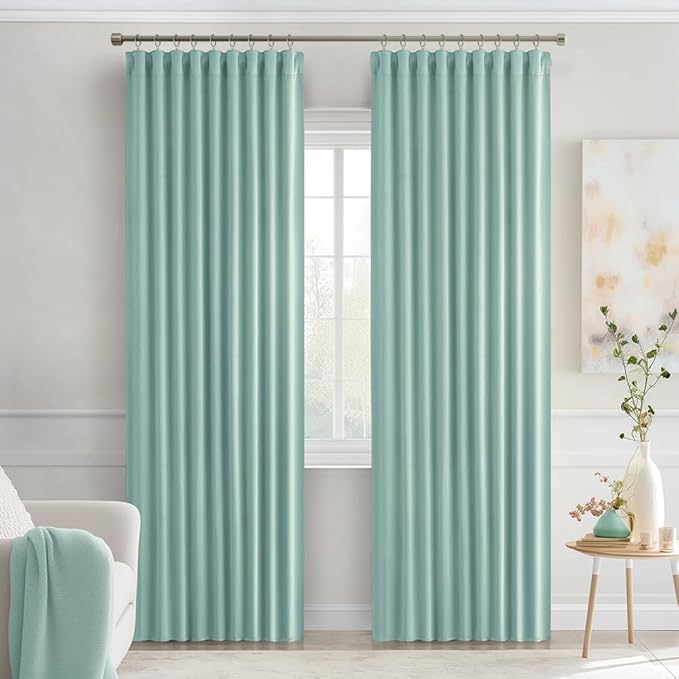 MIULEE Aqua Back Tab Blackout Curtains 72 Inches Long 2 Panels Set - Image 9