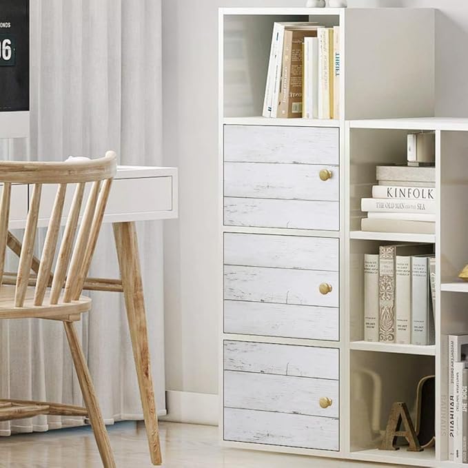 Wood Contact Paper White Gray 17.7"X 275"Thickened Peel and Stick Wallpaper - Image 6