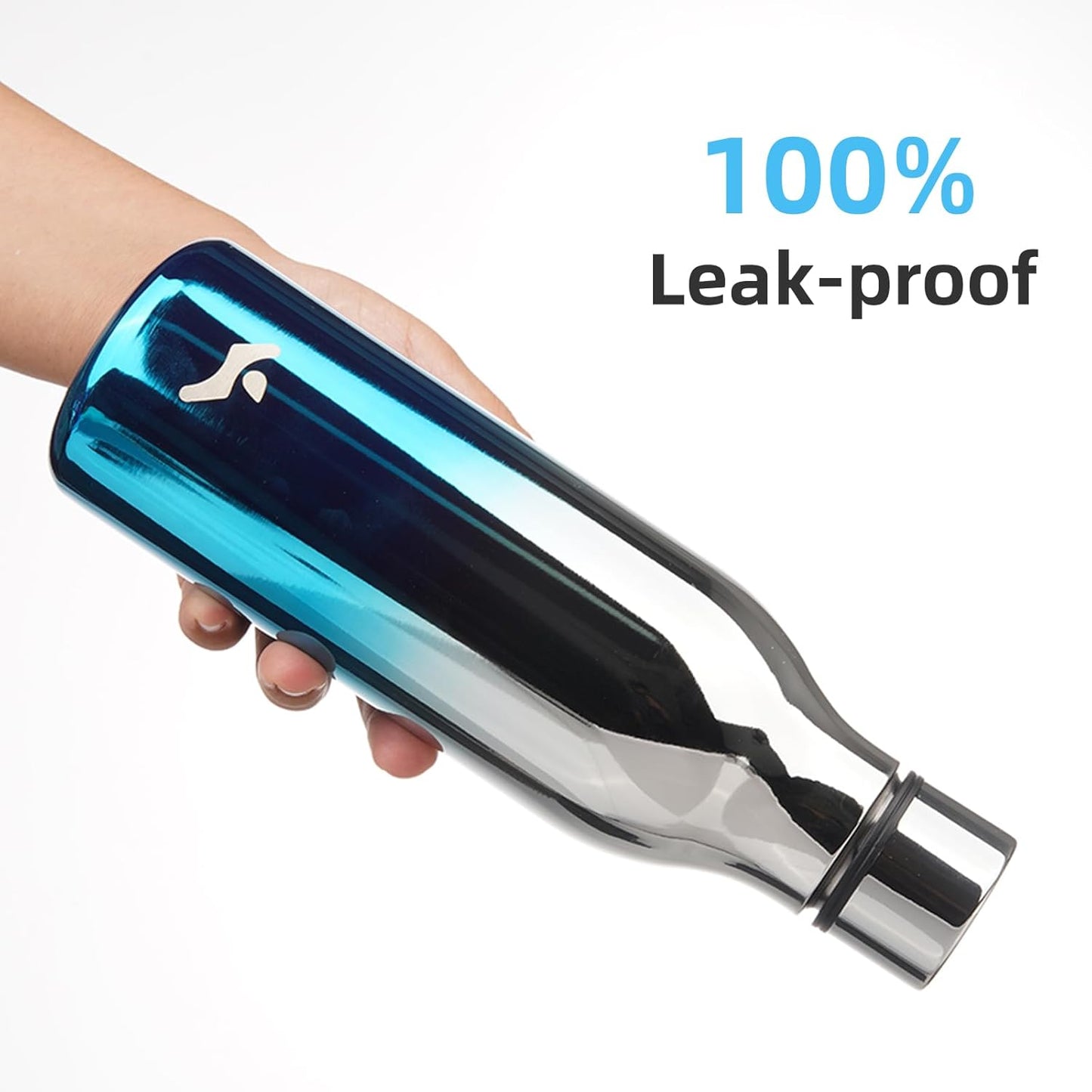 Insulated Water Bottle with Strap,18 oz Double Wall Stainless Steel Vacuum Bottles Metal Water Flask,Blue Lagoon