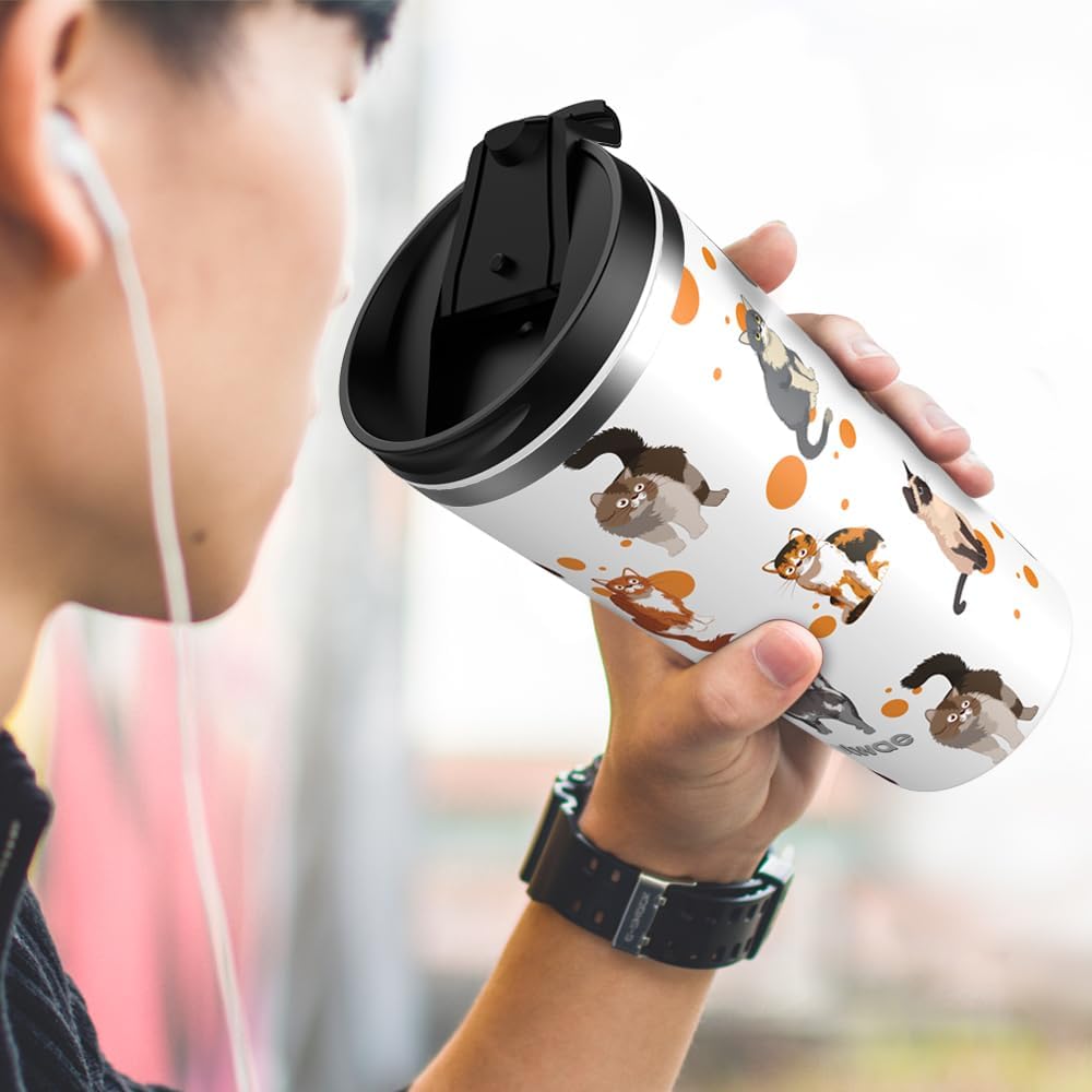 Insulated Coffee Mug with Ceramic Coating, 18oz Travel Mug with Leak-proof Lid, Vacuum Double-wall Tumbler, Stainless Steel Thermal Cup for Tea, Hot Cocoa, Cold Beverage, Ice Drinks