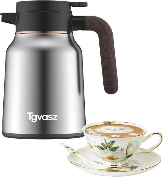 34 Oz Carafes for Hot Liquid, Stainless Steel Insulated Vacuum Thermal Coffee Carafes For Keeping Hot, 1 Liter Coffee Dispenser(silver)