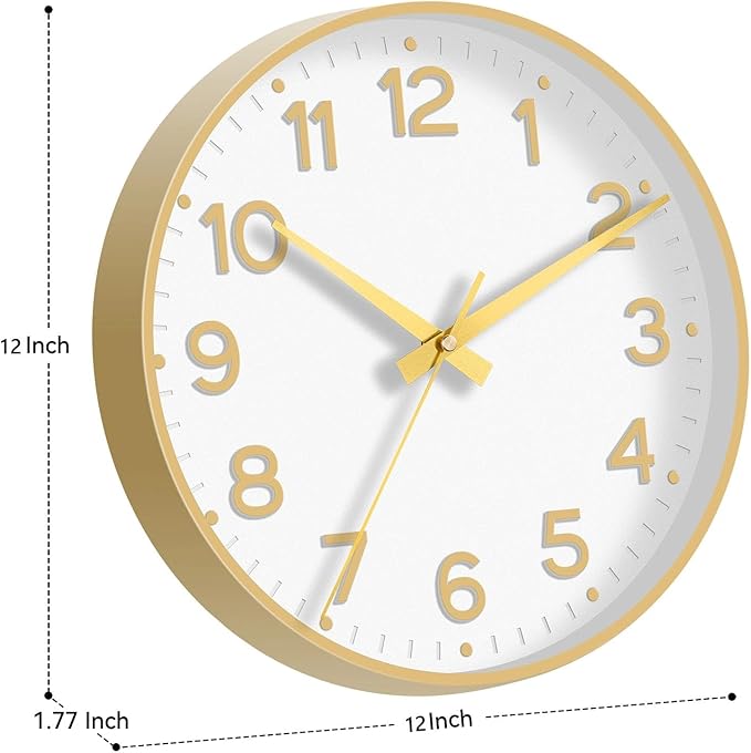 Roymnie Wall Clock 12 Inch Silent Wall Clocks Battery Operated-Modern Non - Image 3