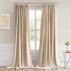 MIULEE Back Tab Beige Curtains 102 Inch Long 2 Panels Set - Image 9