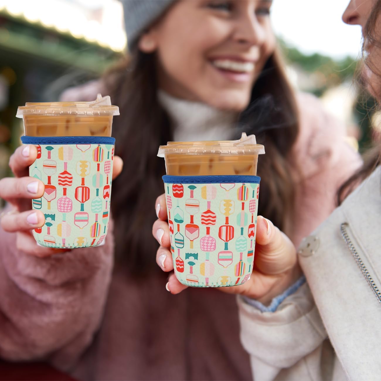 Reusable 3-Pack Iced Coffee Cup Sleeve, Insulated Neoprene, Beverage Holder for Iced Coffee, Durable Drink Sleeve for Cold Beverages, Pickleball Play