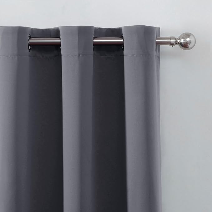 LEMOMO Blackout Curtains 66 x 72 Inch Long Grey Curtains Set of 2 Panels Room - Image 6