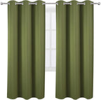 LEMOMO Olive Green Thermal Blackout Curtains/42 x 72 Inch/Set of 2 Panels Room - Image 2