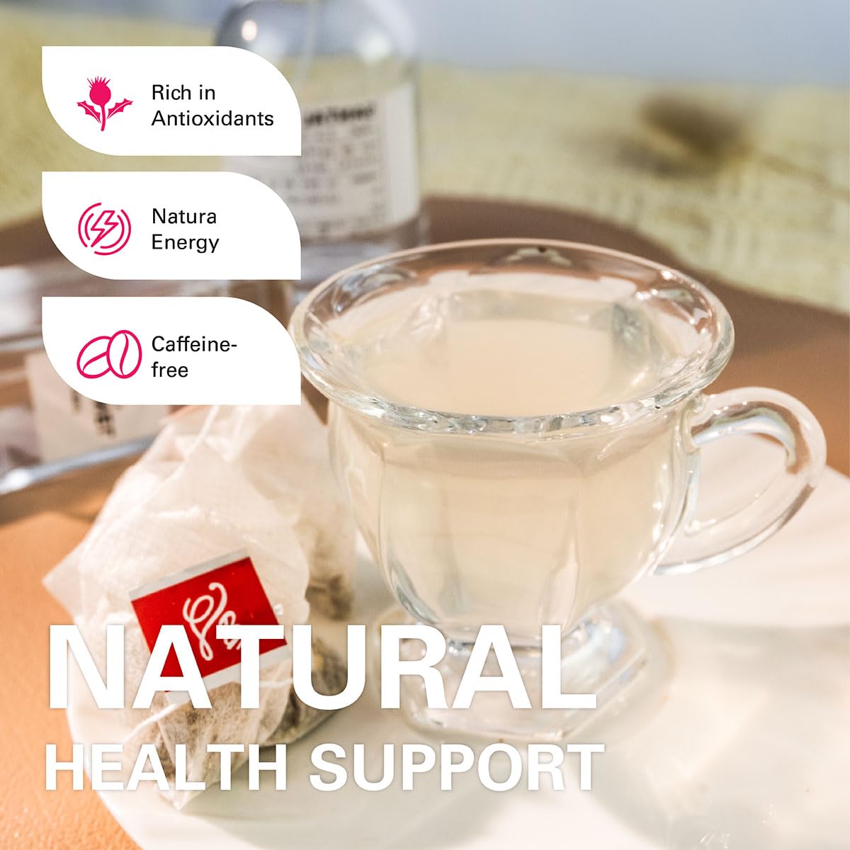 WT WEETEE Milk Thistle Tea Bags, Made with 100% Pure Milk Thistle Seeds, Natural Caffeine-free Herbal Tea Detox Tea 3g x 60 Counts