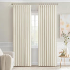 MIULEE Beige White Back Tab Blackout Curtains 90 Inches Long 2 Panels Set - Image 9