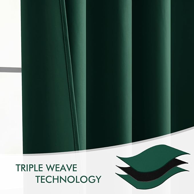 MIULEE Christmas Hunter Green Back Tab Blackout Curtains 102 Inch Long 2 Panels - Image 7