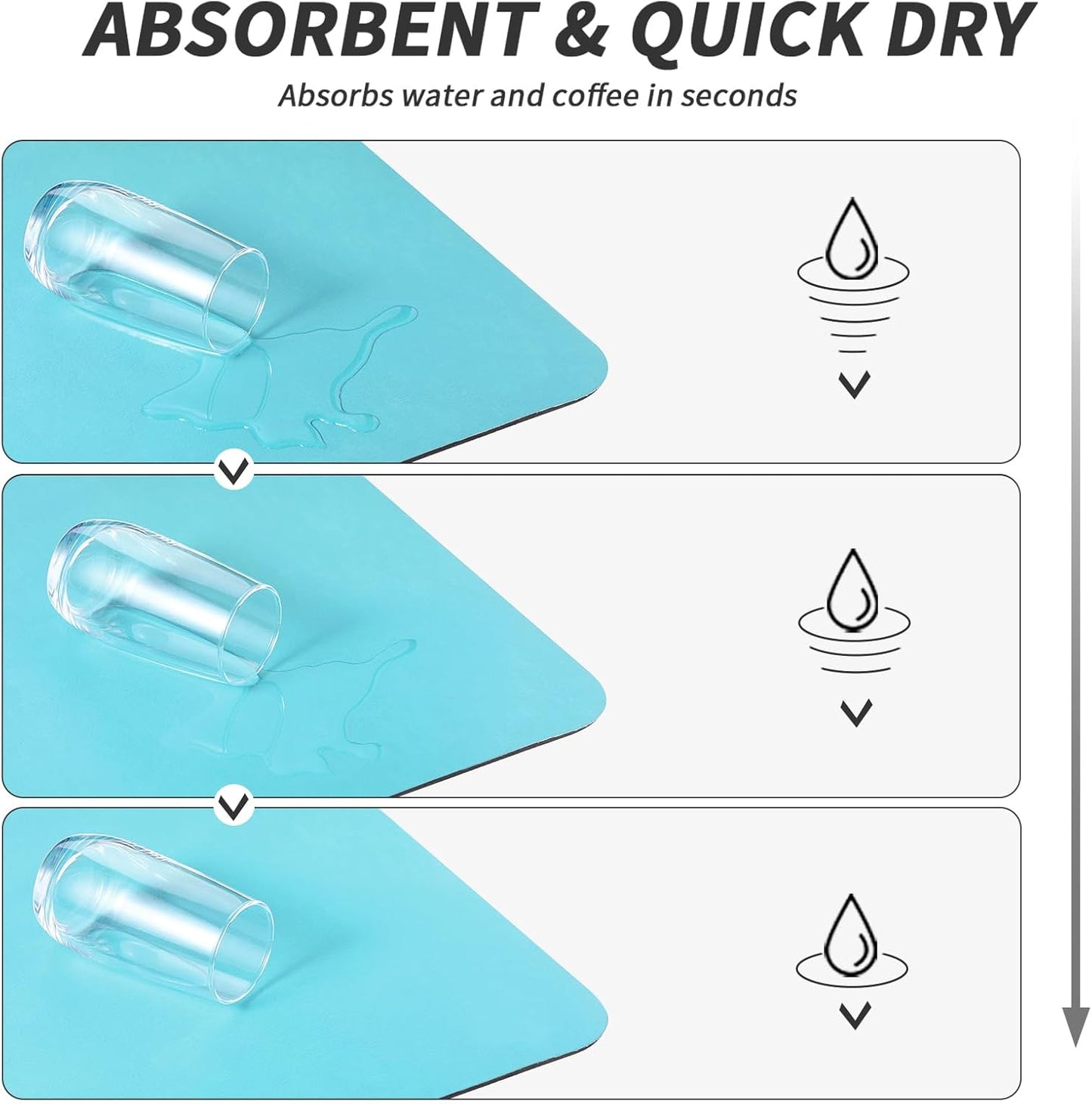 Coffee Mat - Absorbent Hide Stain Rubber Backed Dish Drying Mat for Kitchen Counter - Bar Mats for Countertops Accessories Fit Under Coffee Maker Espresso Machine