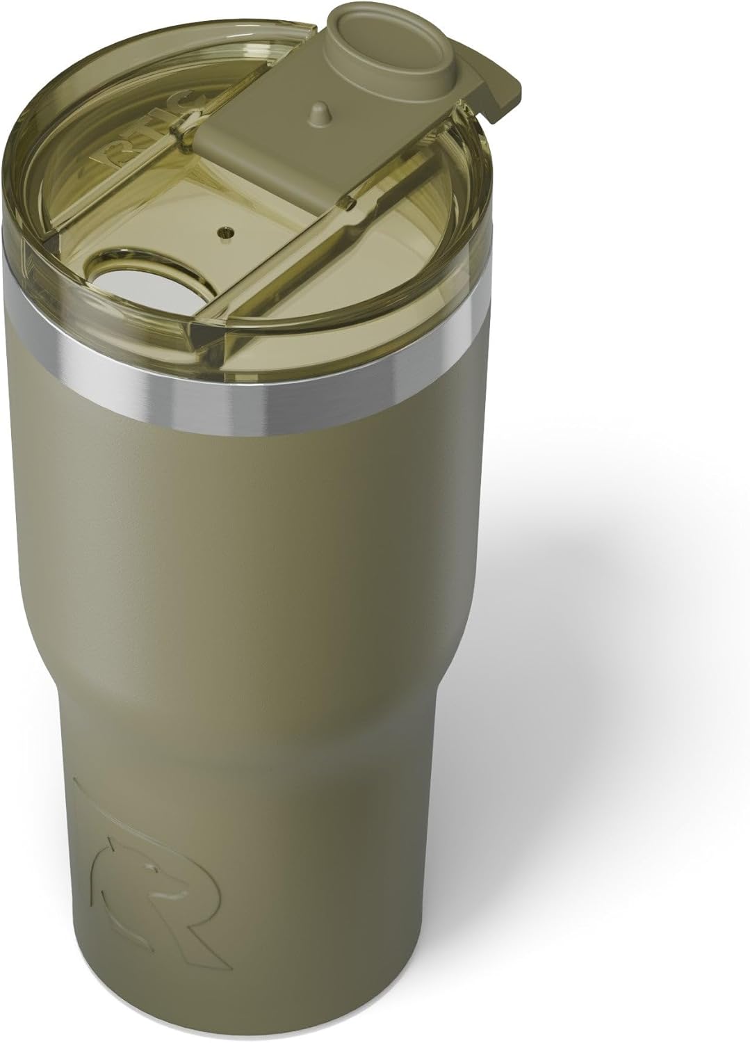 RTIC 20oz Essential Tumbler with Lid, Insulated, Stainless Steel, Metal, Double Wall Vacuum-Insulation, Ceramic Lined, Travel Cup for Iced Coffee, Tea, Hot and Cold Drink, Olive