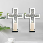 Aeveco Crystal Crush Diamond Mirrored Candle Sconces, Wall Decoration - Image 4