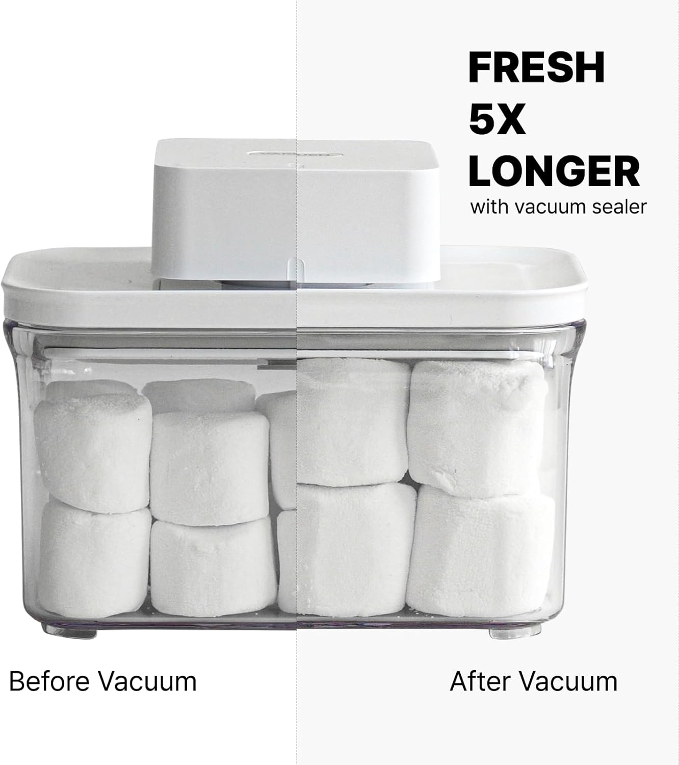 VAKUEN Premium Airtight Food Storage Containers Mega 8P/Set. Total 46.11cup, 7pcs Container and Vacuum Sealer. Smart One-Click Seal Lid, Patented Double Silicone Lining, 100% Leak Proof, BPA-FREE
