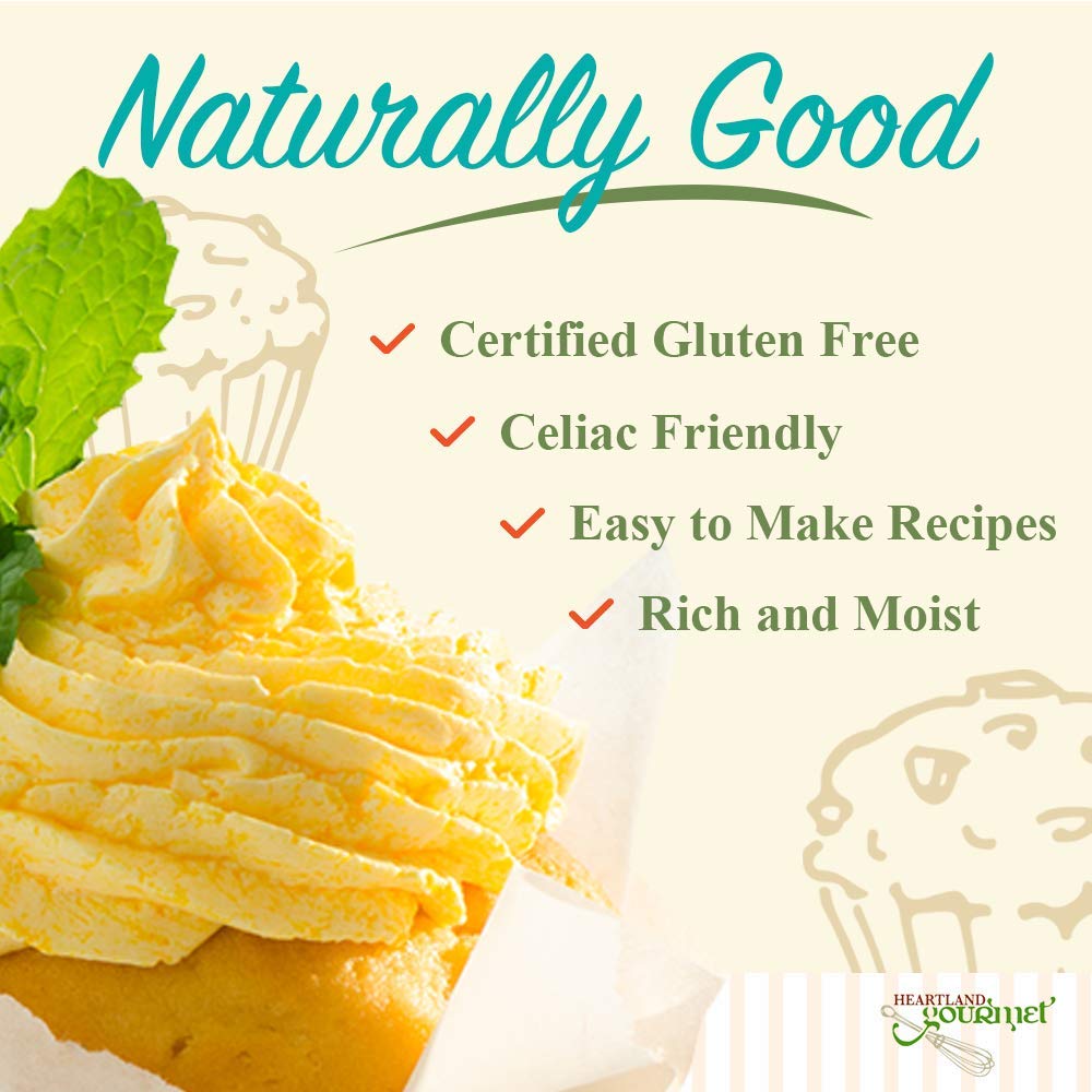 Heartland Gourmet: Gluten Free Lemon Cupcake Mix - Rich and Decadent - Certified Gluten Free Ingredients - All Purpose - Safe for Celiac Diet