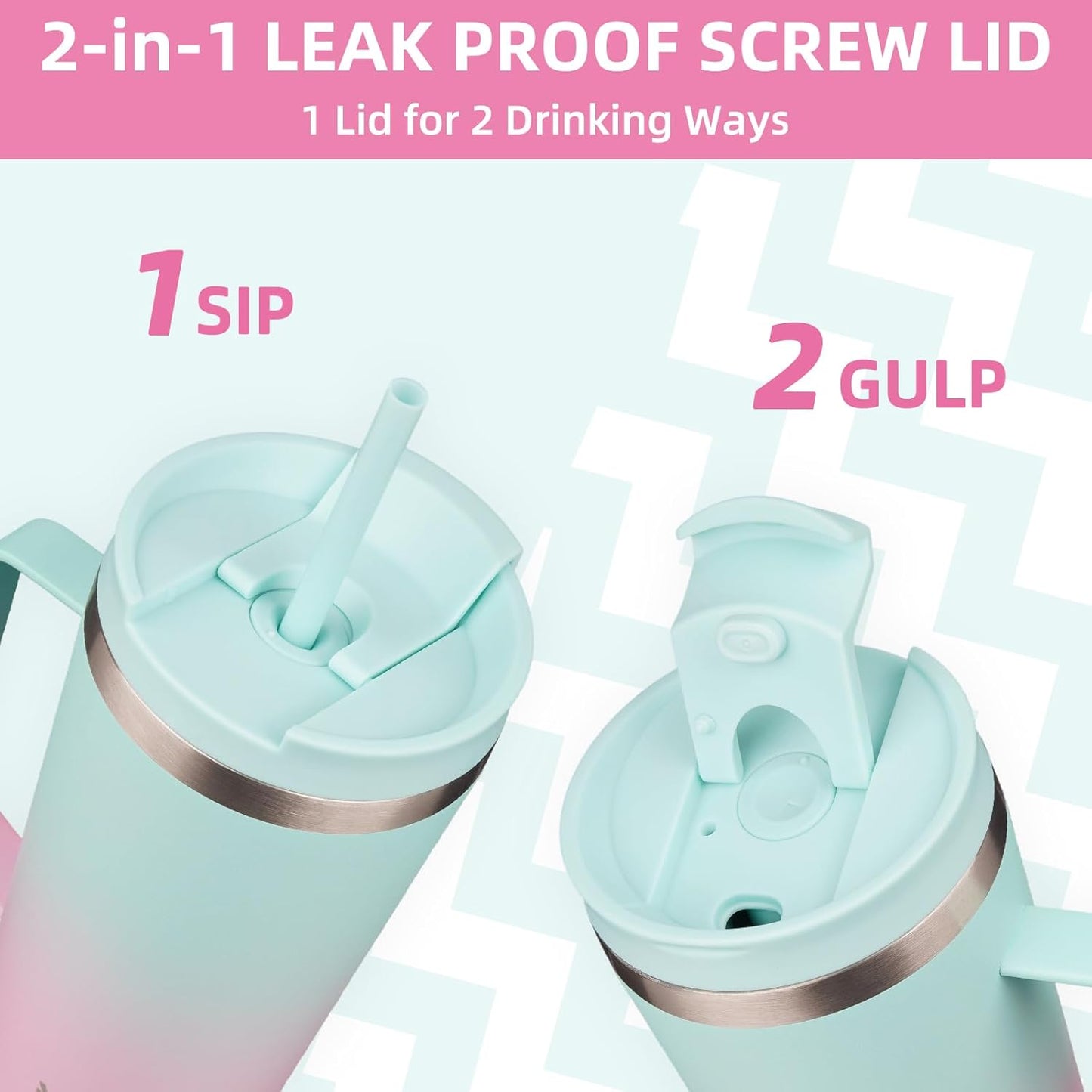 BJPKPK Insulated Tumbler with Handle, 30oz Insulated Tumblers with Lid and Straw, Stainless Steel Metal Water Bottles, Coffee Travel Mugs, Cups, Marshmallow