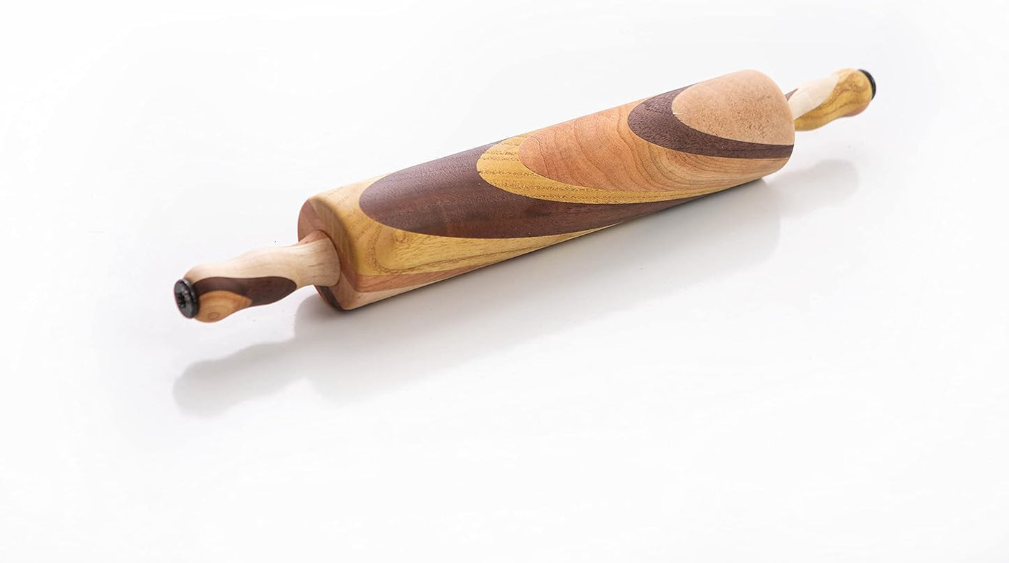 Amish Handmade Multi Wood Rolling Pin (9" Rolling Surface)