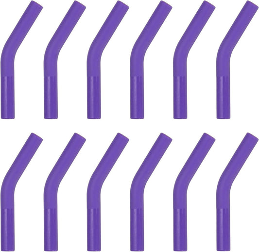 uxcell 12Pcs Silicone Straw Tips, Silicone Straw Elbows Tip, Soft Reusable Metal Straw Covers Fit for 8mm/0.31" OD Stainless Steel Straws, Purple