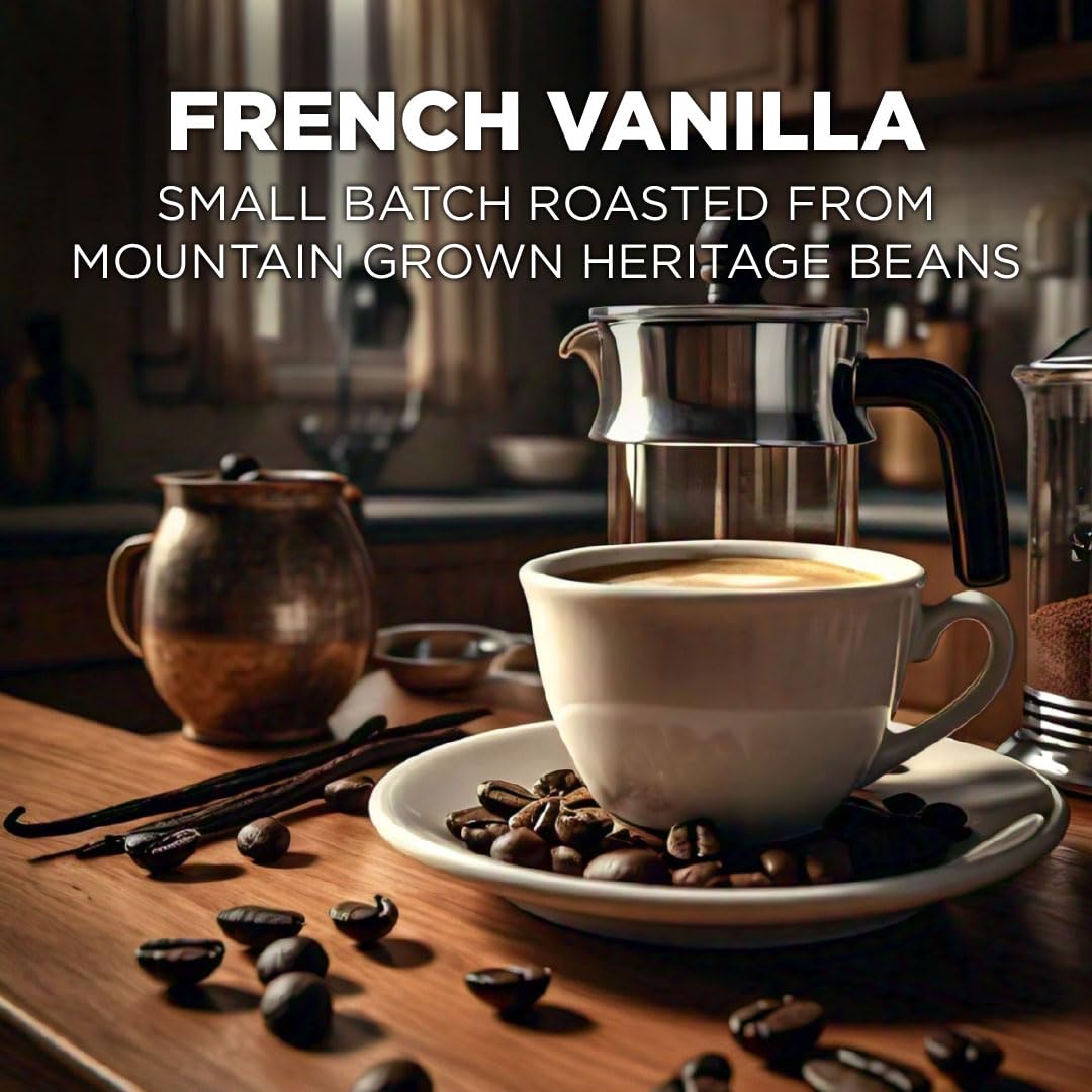 Maud's French Vanilla Coffee Pods, 100 ct, Medium Roast Coffee in Recyclable Single Serve Pods – 100% Arabica Coffee, Compatible with Keurig K Cups Maker